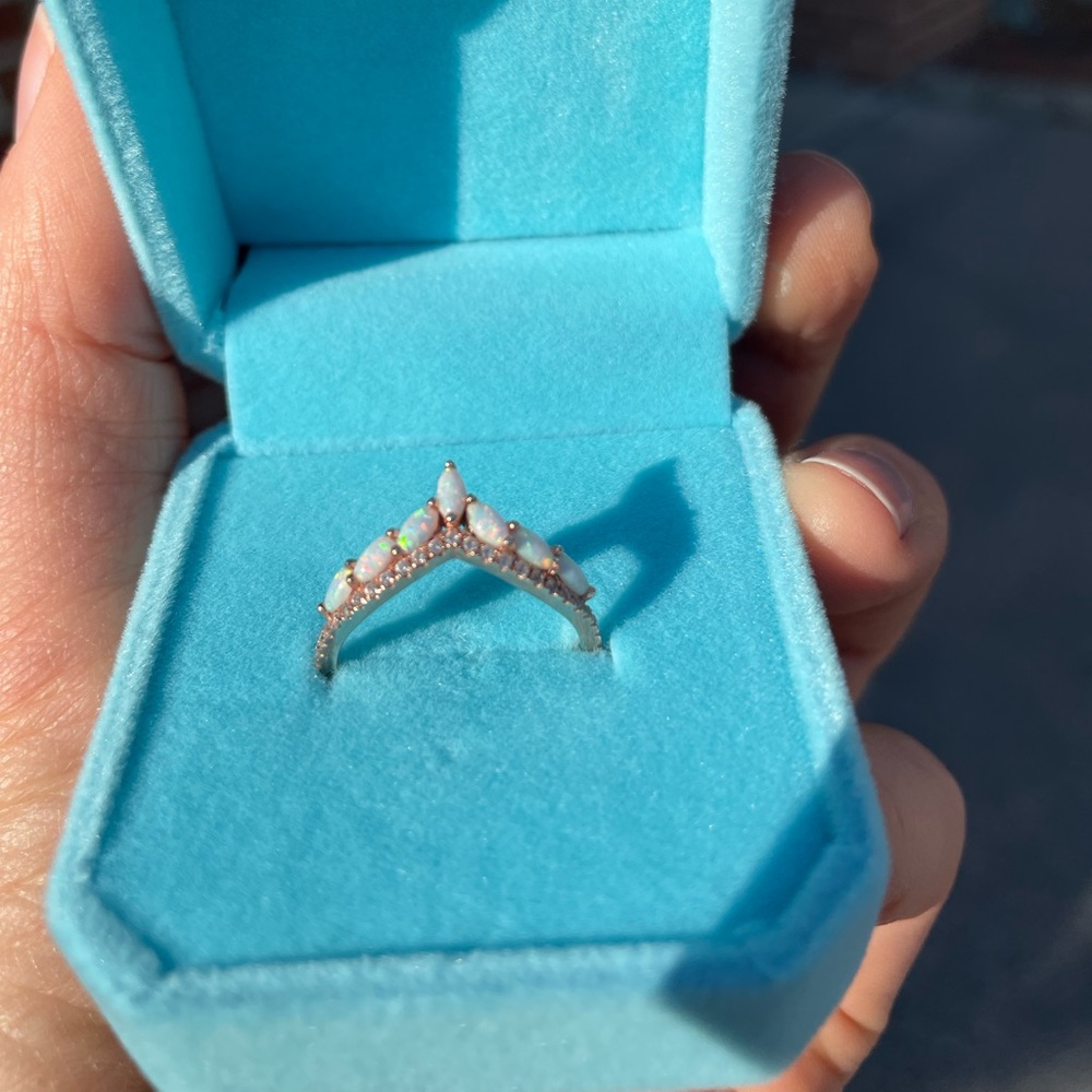 Rose Gold Opal Wedding Band